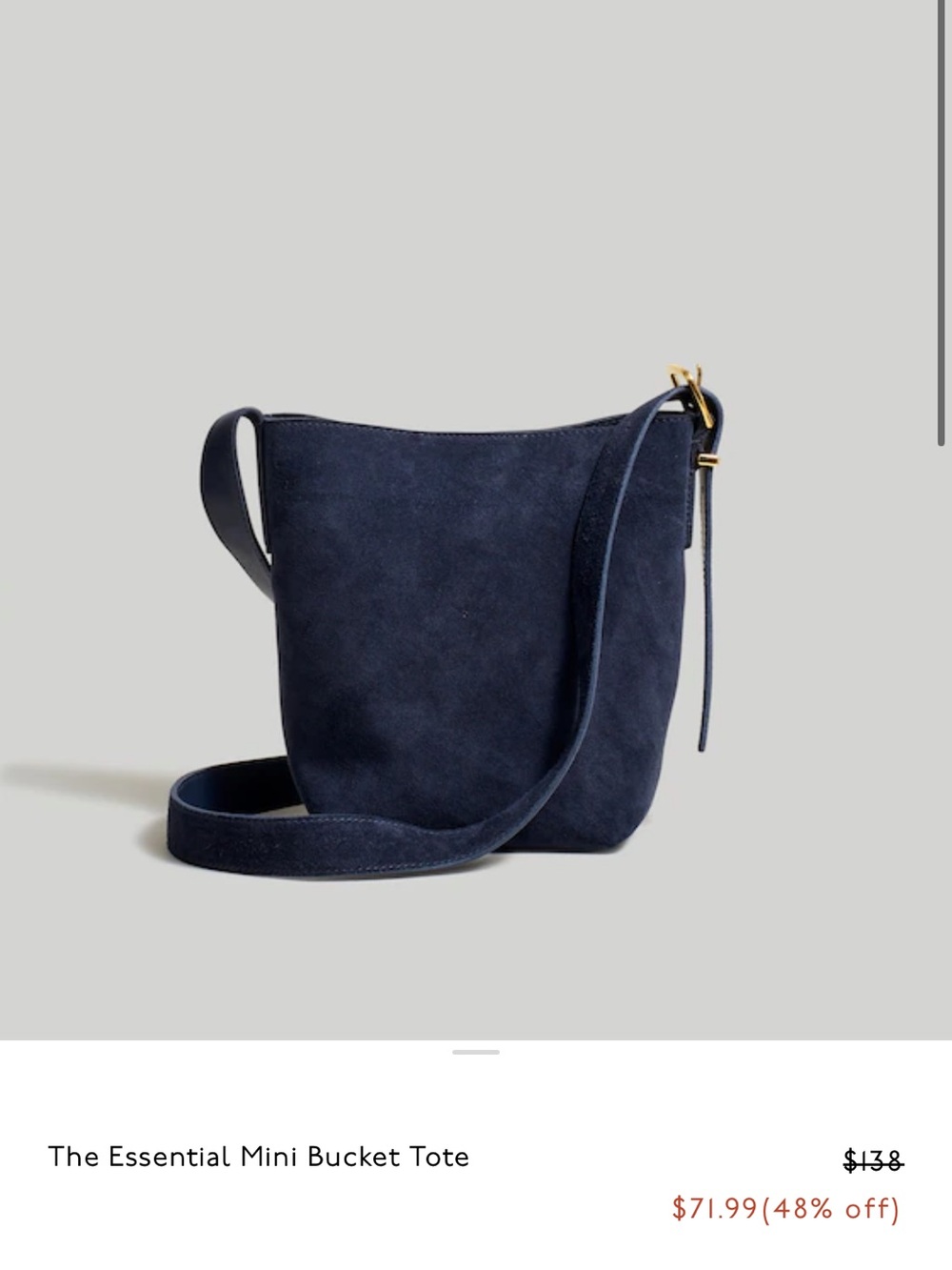 The Essential Mini Bucket Tote - Navy Suede NWT